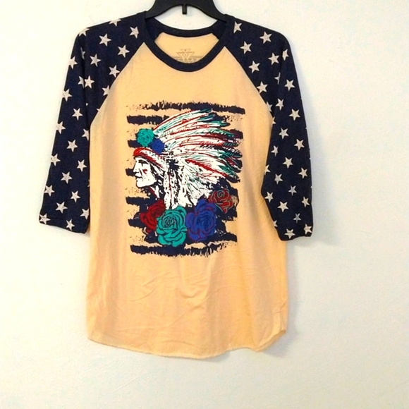 Crazy Train Patriotic Baseball Tee  Size L NWOT - Picture 2 of 5